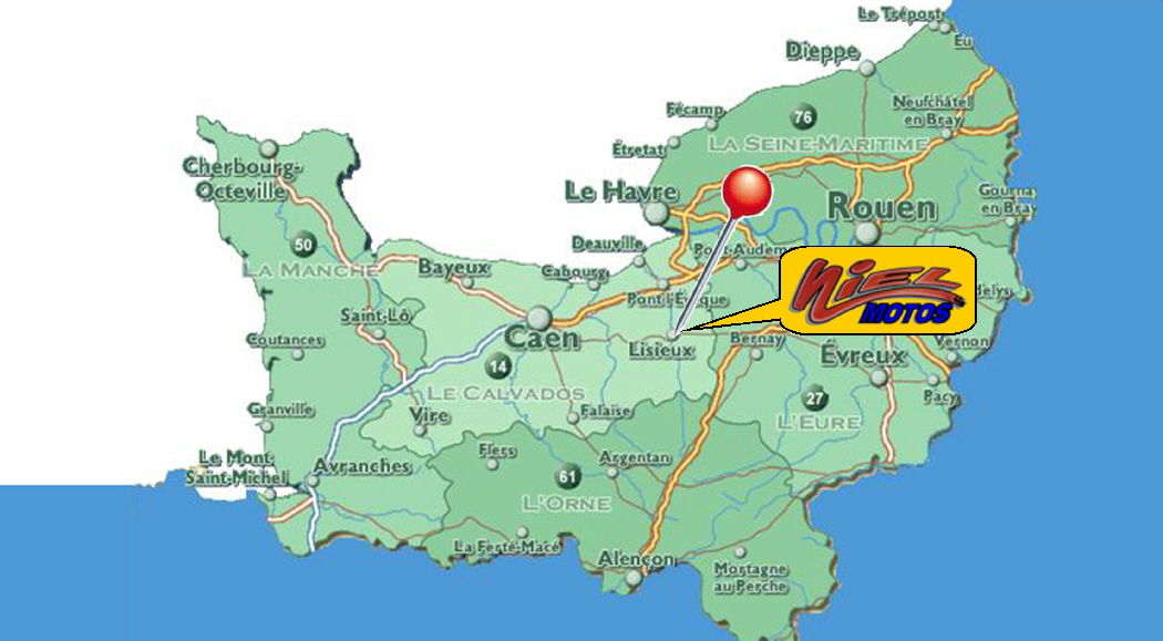 Magasin Niel Motos sur la carte de Normandie