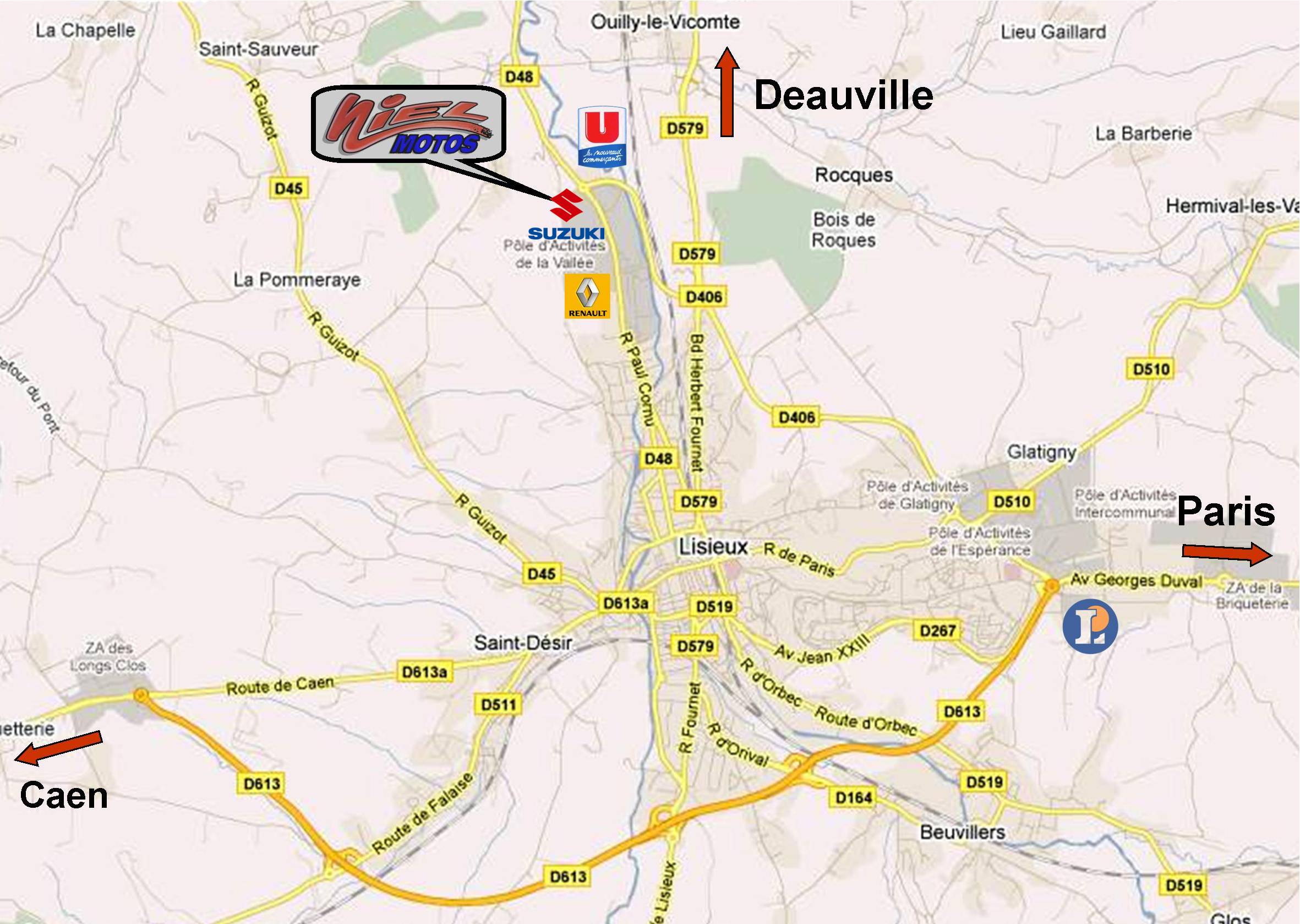 Situer Niel Motos sur la carte de Lisieux